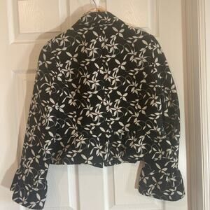 Charles Gray London Black Floral Short Blazer Boho Core Bell Sleeves 8 Medium